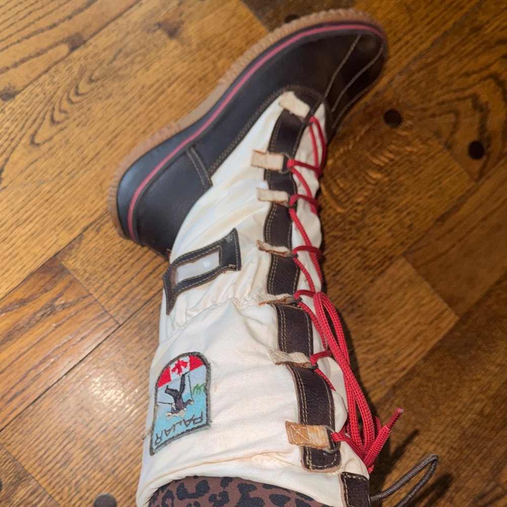 Pajar Women’s Tall Lace-Up Snow Boots size 41 US 10 Brown Cream Apres Ski - Picture 4 of 9